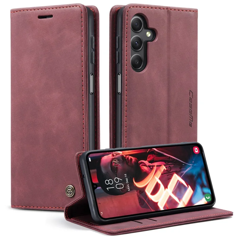 CASEME 013 Series For Samsung Galaxy A15 5G / A15 4G Case Business Style Flip Stand Phone Cover - Blue-Cellmalls