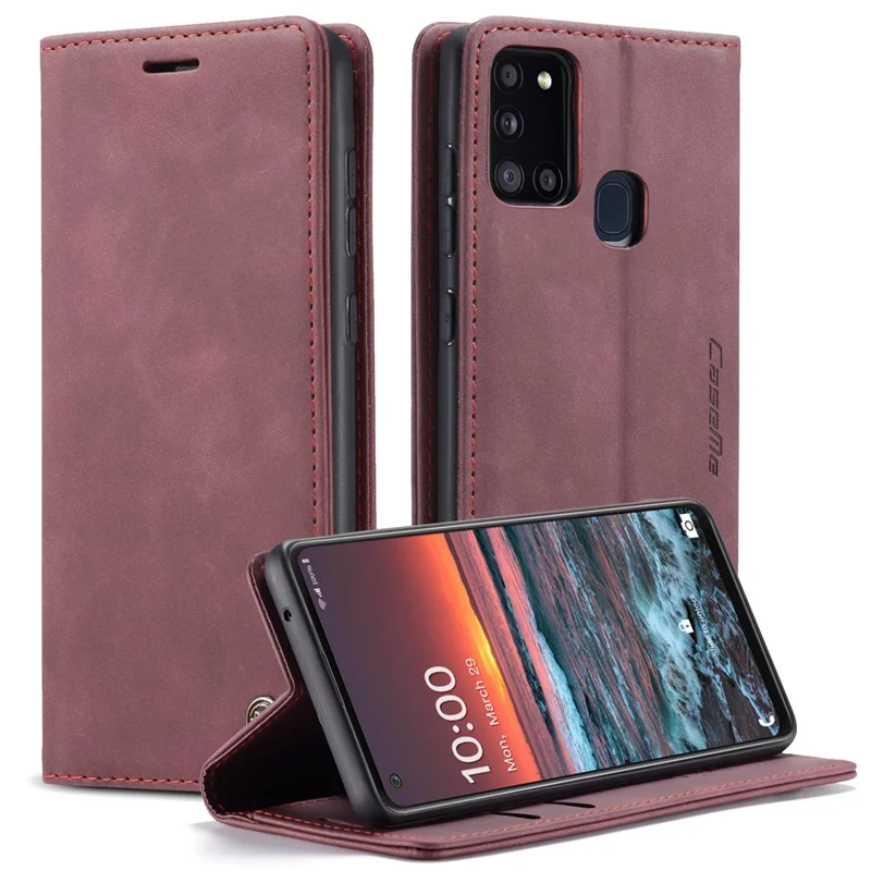 CASEME 013 Series Auto-absorbed Leather Shell Protection Wallet Case for Samsung Galaxy A21s - Black-Cellmalls