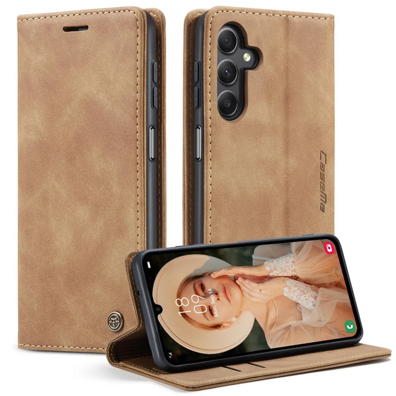 CASEME 013 Series For Samsung Galaxy A15 5G / A15 4G Case Business Style Flip Stand Phone Cover - Blue-Cellmalls