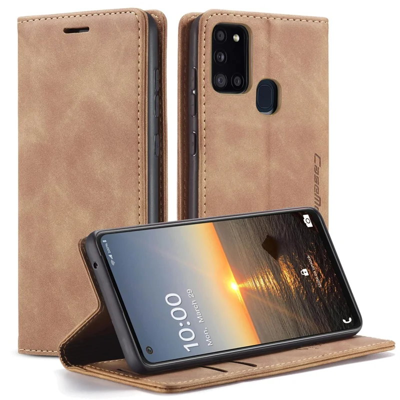 CASEME 013 Series Auto-absorbed Leather Shell Protection Wallet Case for Samsung Galaxy A21s - Black-Cellmalls