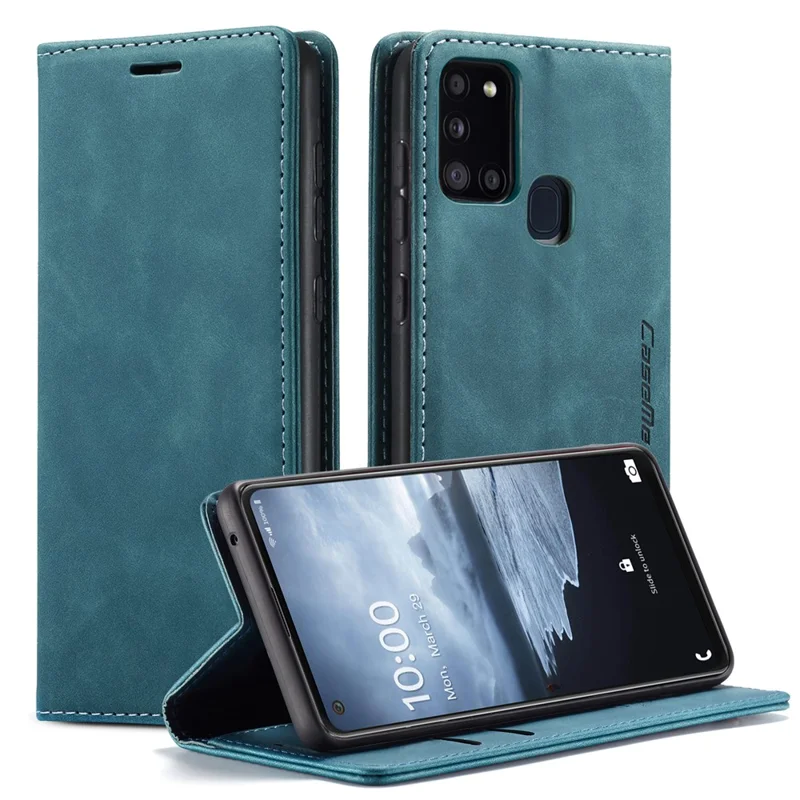 CASEME 013 Series Auto-absorbed Leather Shell Protection Wallet Case for Samsung Galaxy A21s - Black-Cellmalls