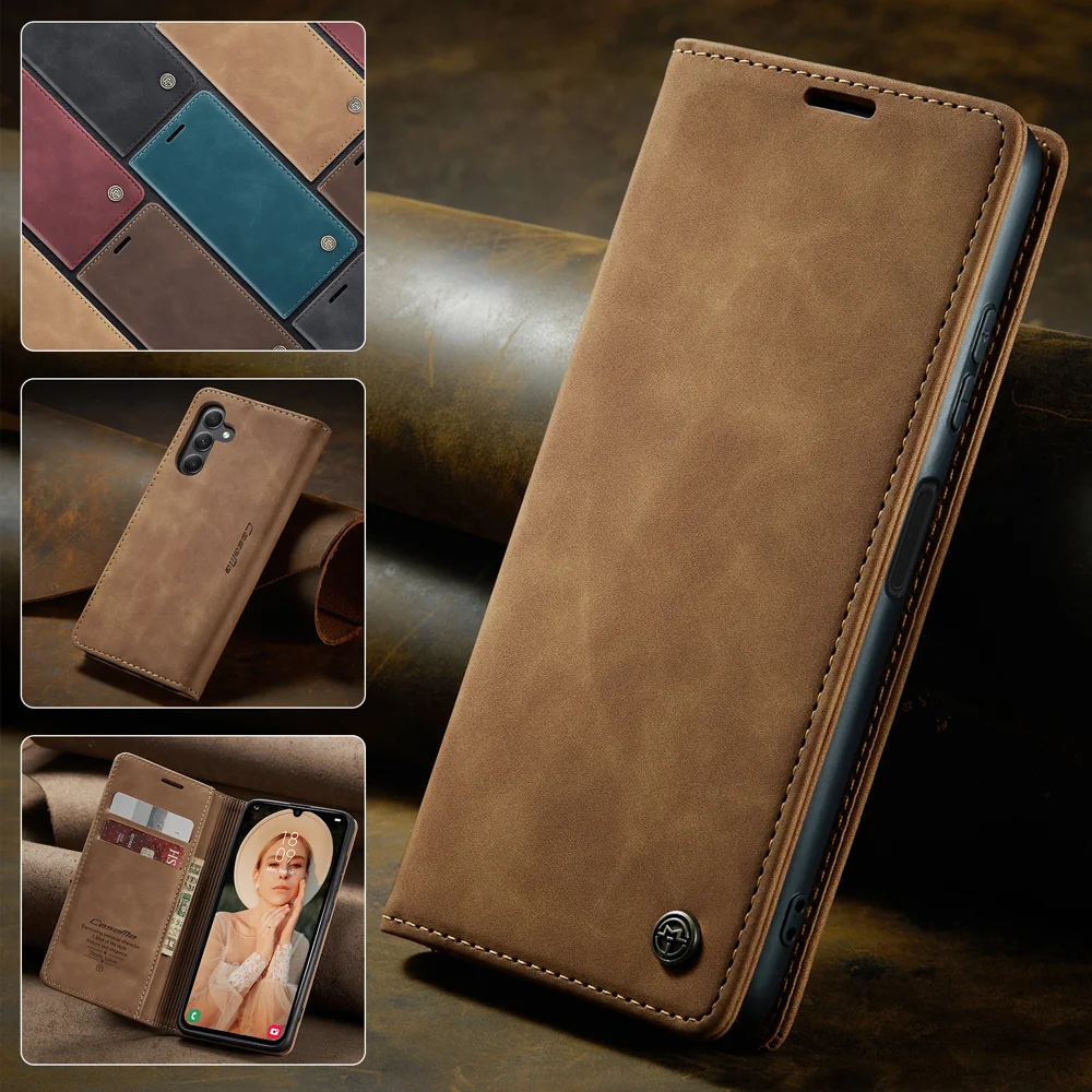 For Samsung Galaxy A16 5G / A16 4G Case CASEME 013 Series Card Holder Stand Leather Phone Cover - Coffee-Cellmalls
