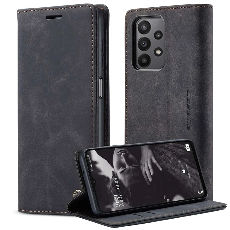 CASEME 013 Series For Samsung Galaxy A23 5G (Global Version) / 4G Phone Case Bag Auto-absorbed PU Leather Wallet Foldable Stand Phone Cover - Black-Cellmalls