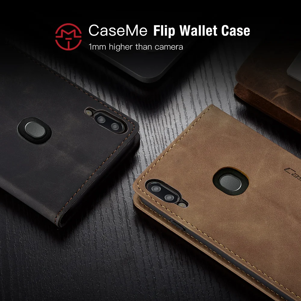 CASEME 013 Series Auto-absorbed Leather Wallet Case for Samsung Galaxy A20/A30 - Black-Cellmalls