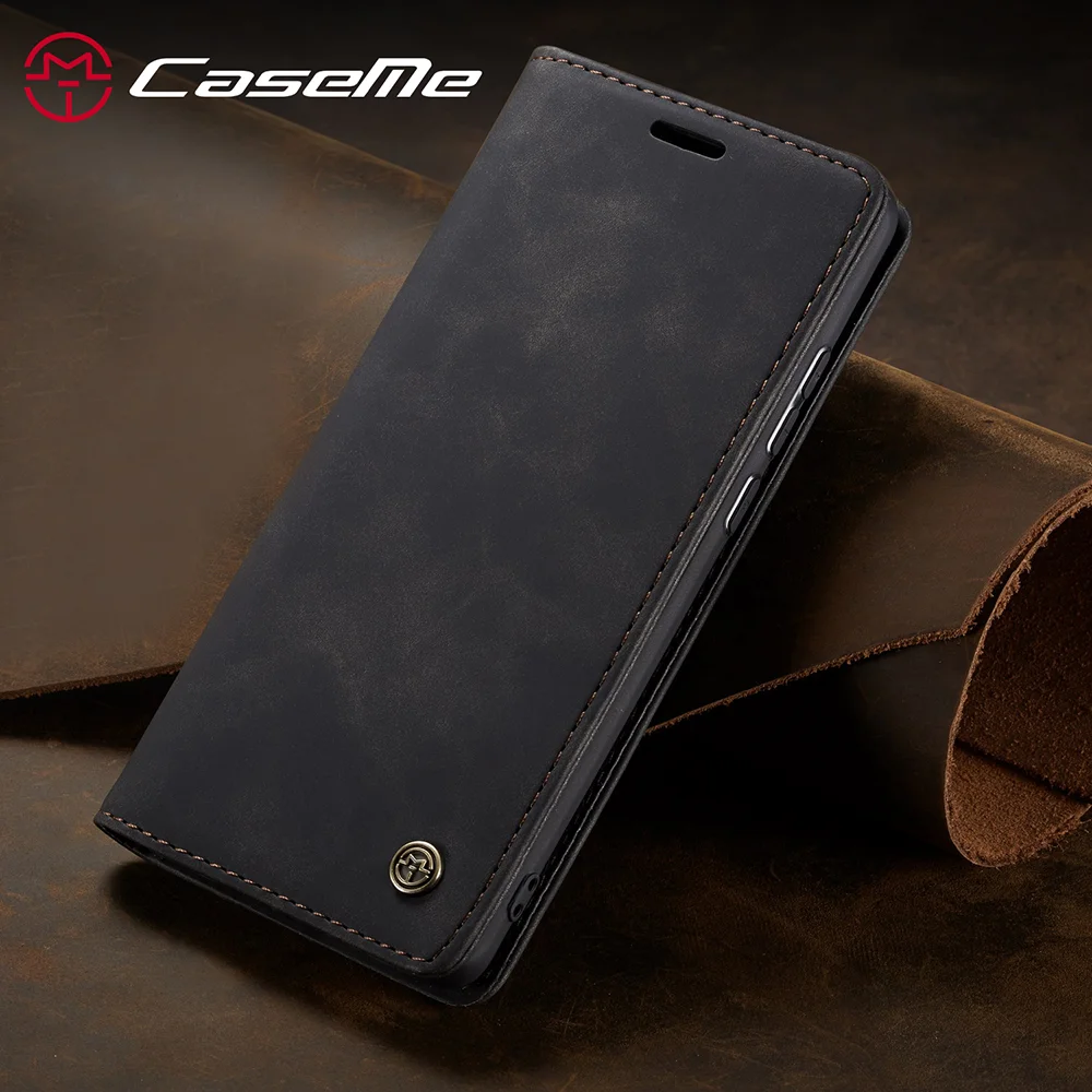 CASEME 013 Series Auto-absorbed Leather Wallet Case for Samsung Galaxy A20/A30 - Black-Cellmalls