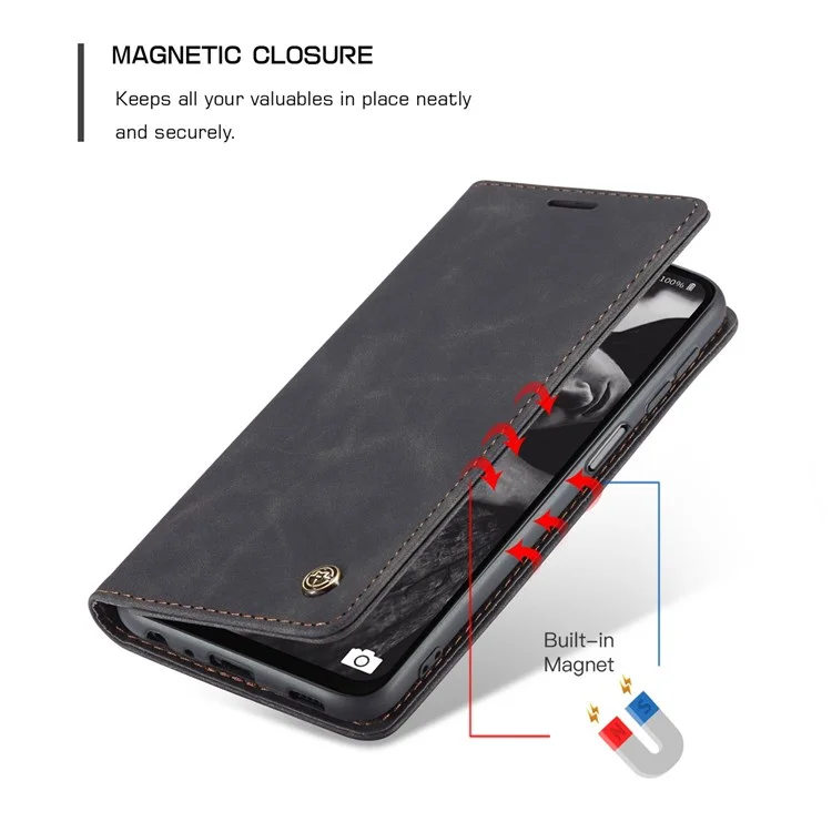 CASEME 013 Series For Samsung Galaxy A23 5G (Global Version) / 4G Phone Case Bag Auto-absorbed PU Leather Wallet Foldable Stand Phone Cover - Black-Cellmalls
