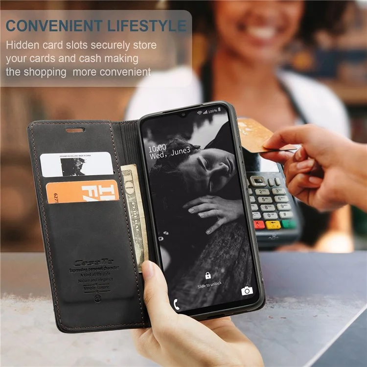 CASEME 013 Series For Samsung Galaxy A23 5G (Global Version) / 4G Phone Case Bag Auto-absorbed PU Leather Wallet Foldable Stand Phone Cover - Black-Cellmalls