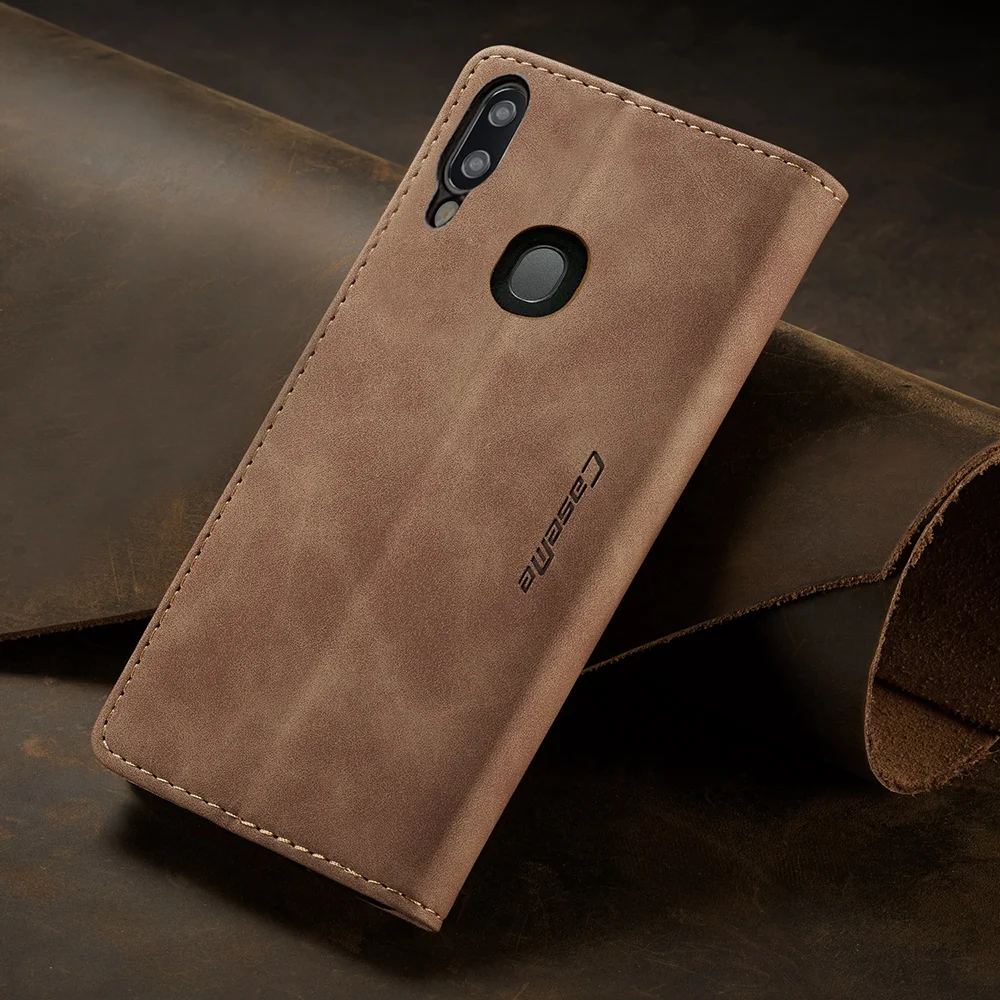 CASEME 013 Series Auto-absorbed Leather Wallet Case for Samsung Galaxy A20/A30 - Black-Cellmalls