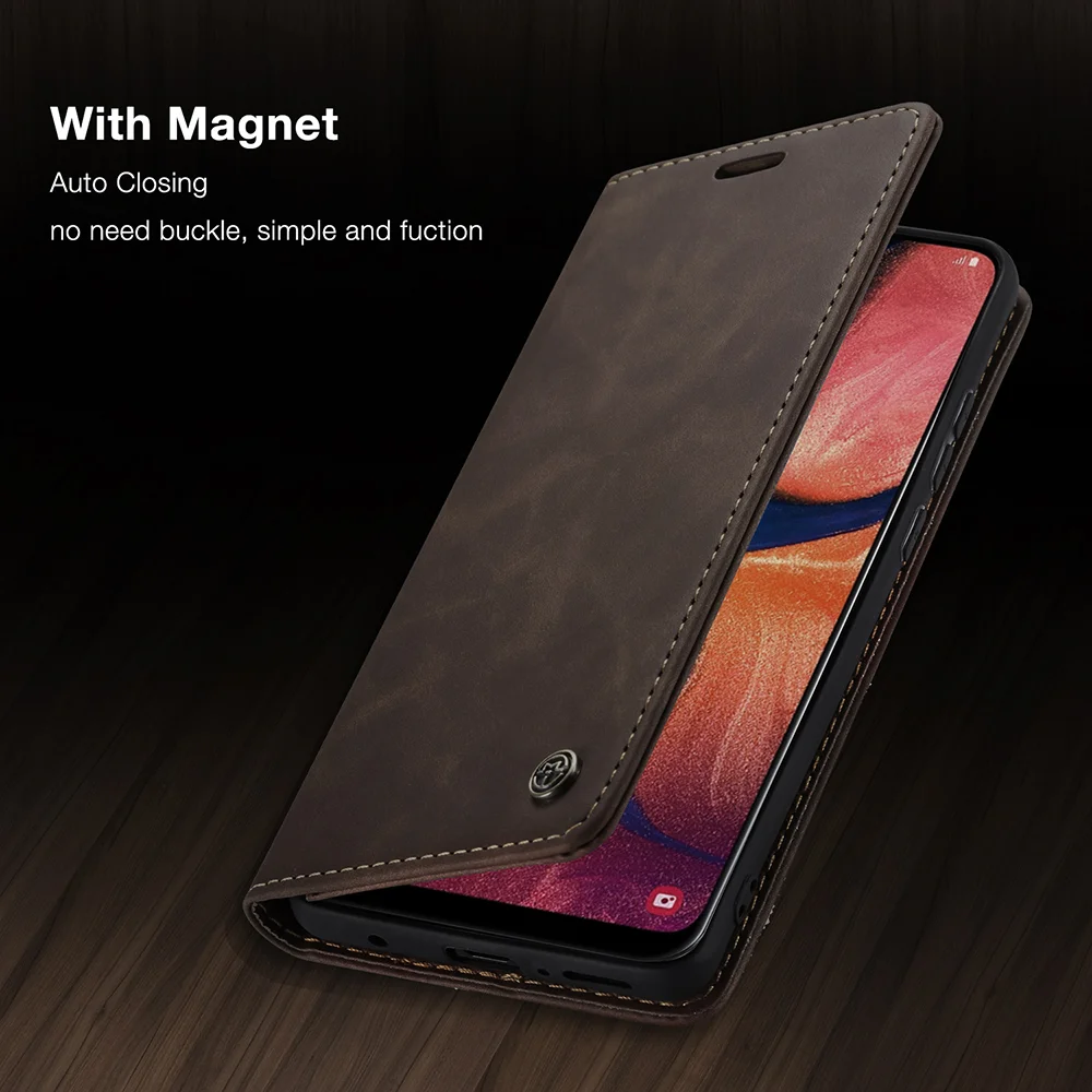 CASEME 013 Series Auto-absorbed Leather Wallet Case for Samsung Galaxy A20/A30 - Black-Cellmalls