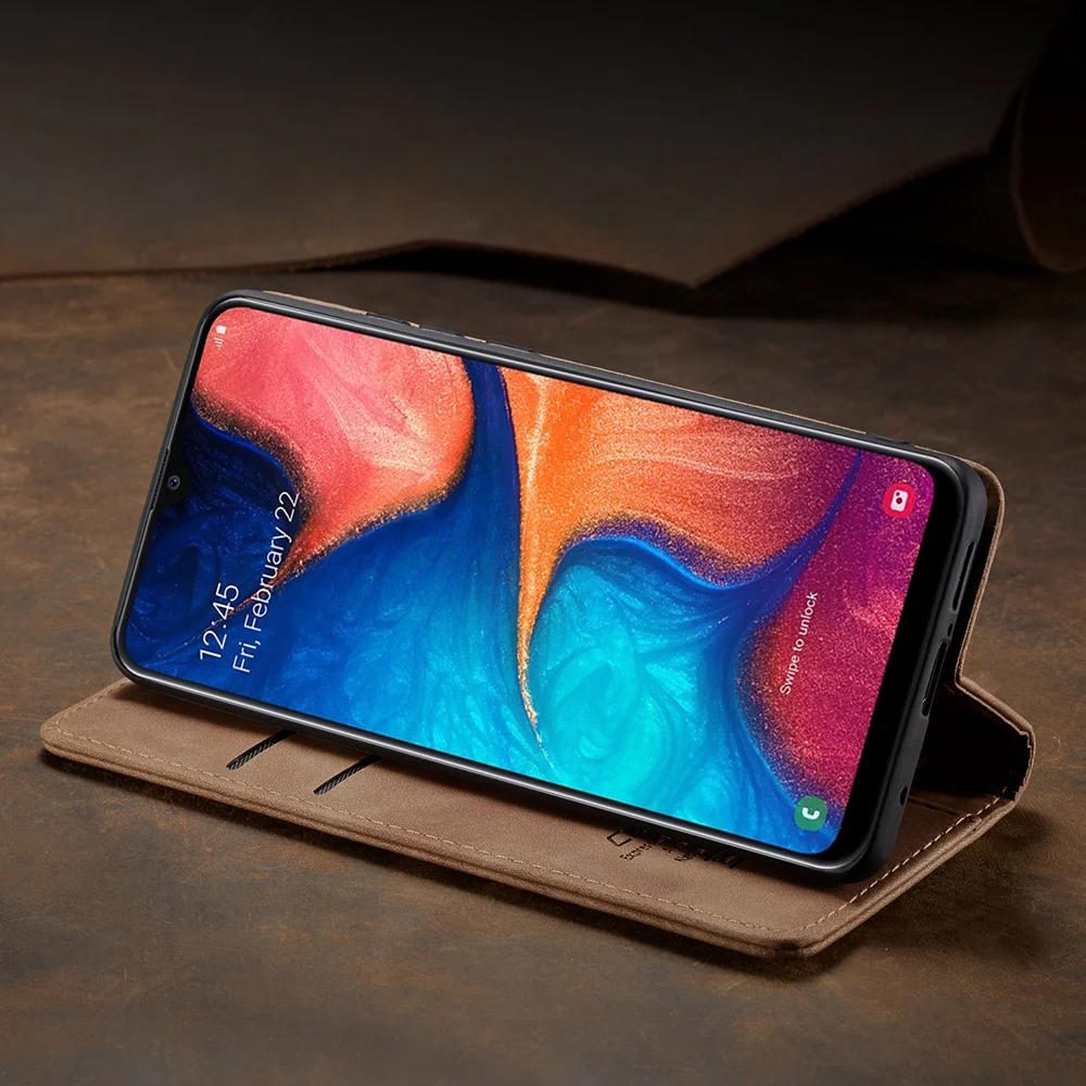 CASEME 013 Series Auto-absorbed Leather Wallet Case for Samsung Galaxy A20/A30 - Black-Cellmalls