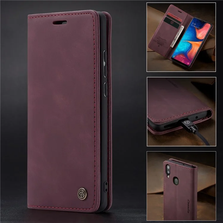 CASEME 013 Series Auto-absorbed Leather Wallet Case for Samsung Galaxy A20/A30 - Black-Cellmalls