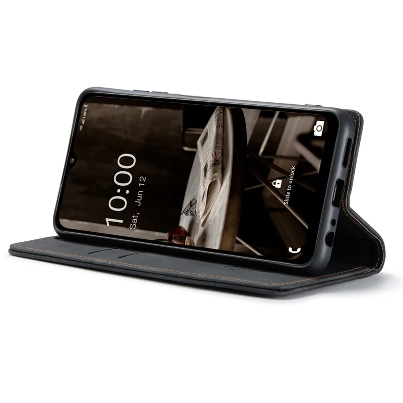 CASEME 013 Series Phone Shell for Samsung Galaxy A24 4G (162.1 x 77.6 x 8.3mm) PU Leather Case Wallet Stand Flip Cover - Black-Cellmalls