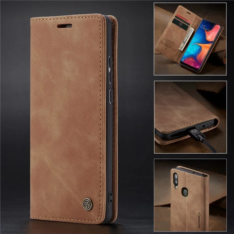 CASEME 013 Series Auto-absorbed Leather Wallet Case for Samsung Galaxy A20/A30 - Black-Cellmalls