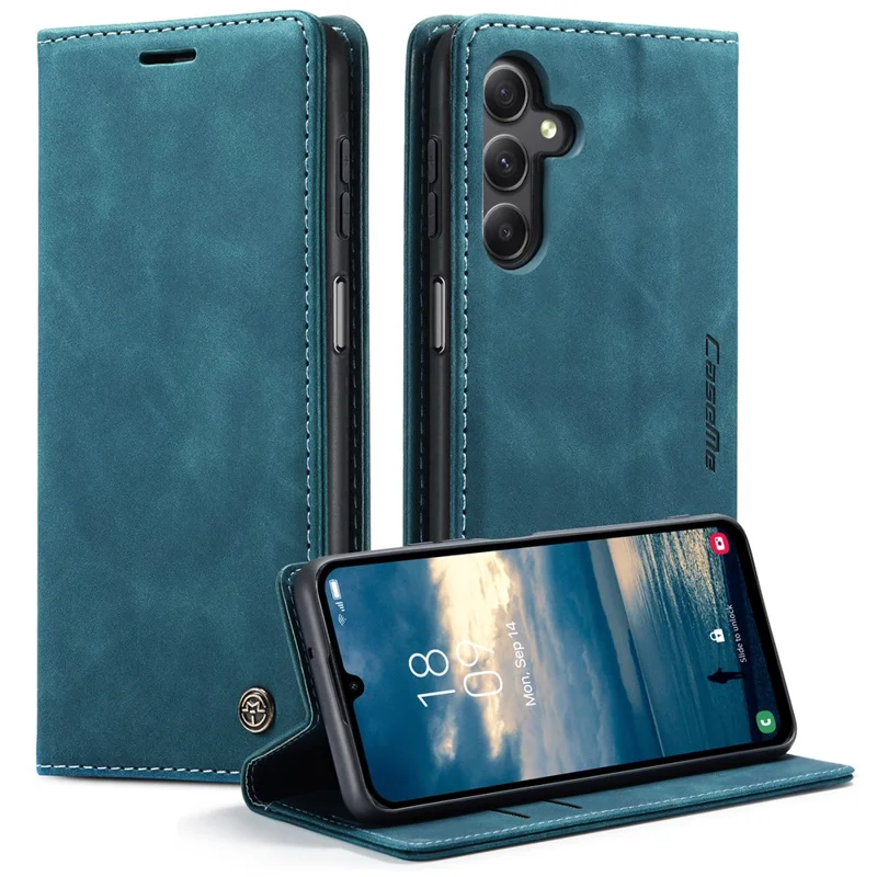 CASEME 013 Series For Samsung Galaxy A25 5G (Global) (161.0 x 76.5 x 8.3mm) Case Wallet Folio Phone Cover - Blue-Cellmalls