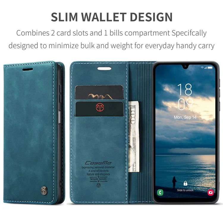 CASEME 013 Series For Samsung Galaxy A25 5G (Global) (161.0 x 76.5 x 8.3mm) Case Wallet Folio Phone Cover - Blue-Cellmalls