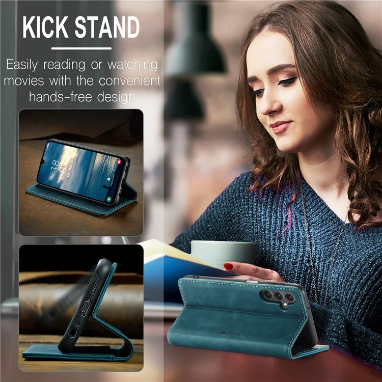 CASEME 013 Series For Samsung Galaxy A25 5G (Global) (161.0 x 76.5 x 8.3mm) Case Wallet Folio Phone Cover - Blue-Cellmalls