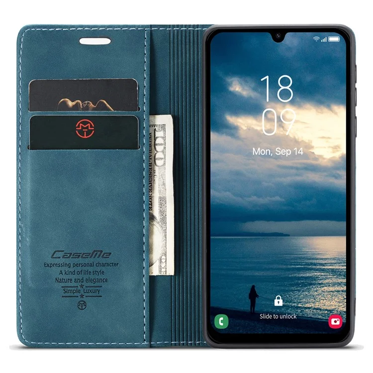 CASEME 013 Series For Samsung Galaxy A25 5G (Global) (161.0 x 76.5 x 8.3mm) Case Wallet Folio Phone Cover - Blue-Cellmalls
