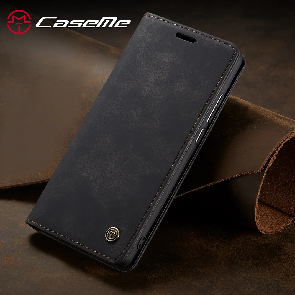 CASEME 013 Series Auto-absorbed Leather Flip Wallet Case for Samsung Galaxy A20e - Black-Cellmalls