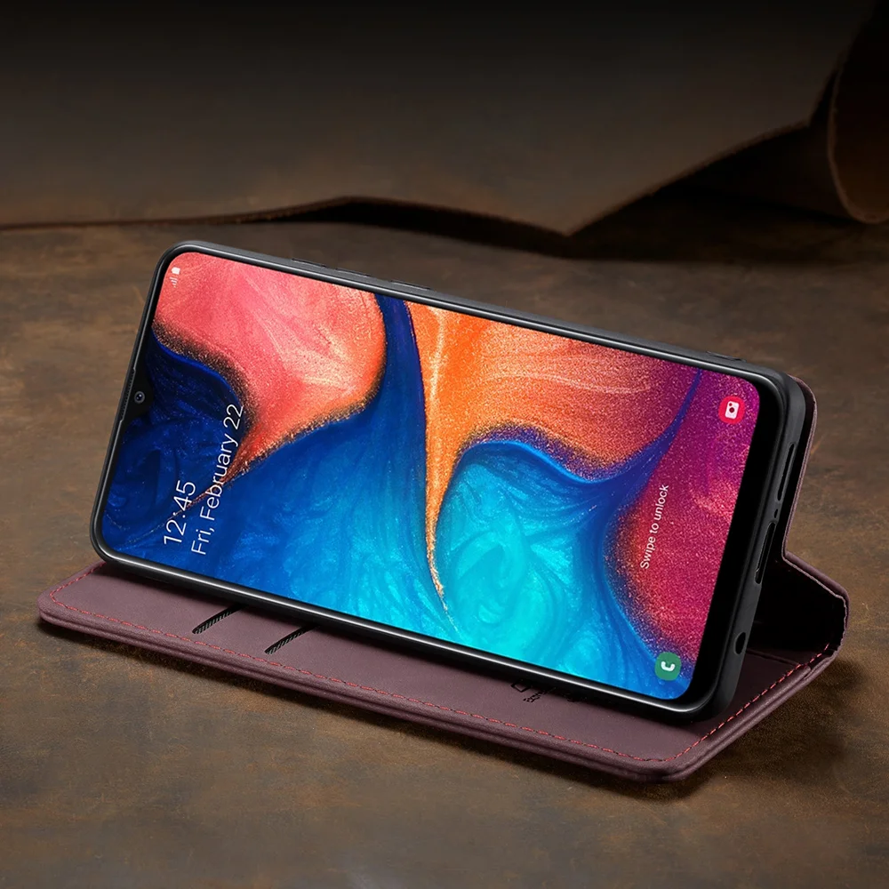 CASEME 013 Series Auto-absorbed Leather Flip Wallet Case for Samsung Galaxy A20e - Black-Cellmalls