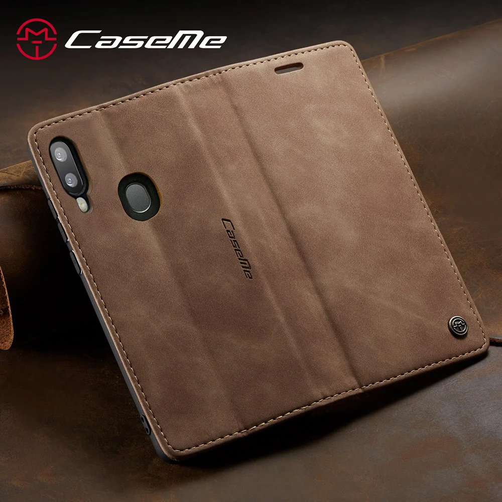CASEME 013 Series Auto-absorbed Leather Flip Wallet Case for Samsung Galaxy A20e - Black-Cellmalls
