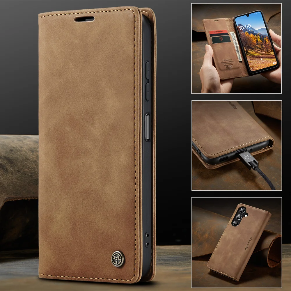 For Samsung Galaxy A26 5G Case CASEME 013 Series Card Holder Stand Leather Phone Cover - Red-Cellmalls