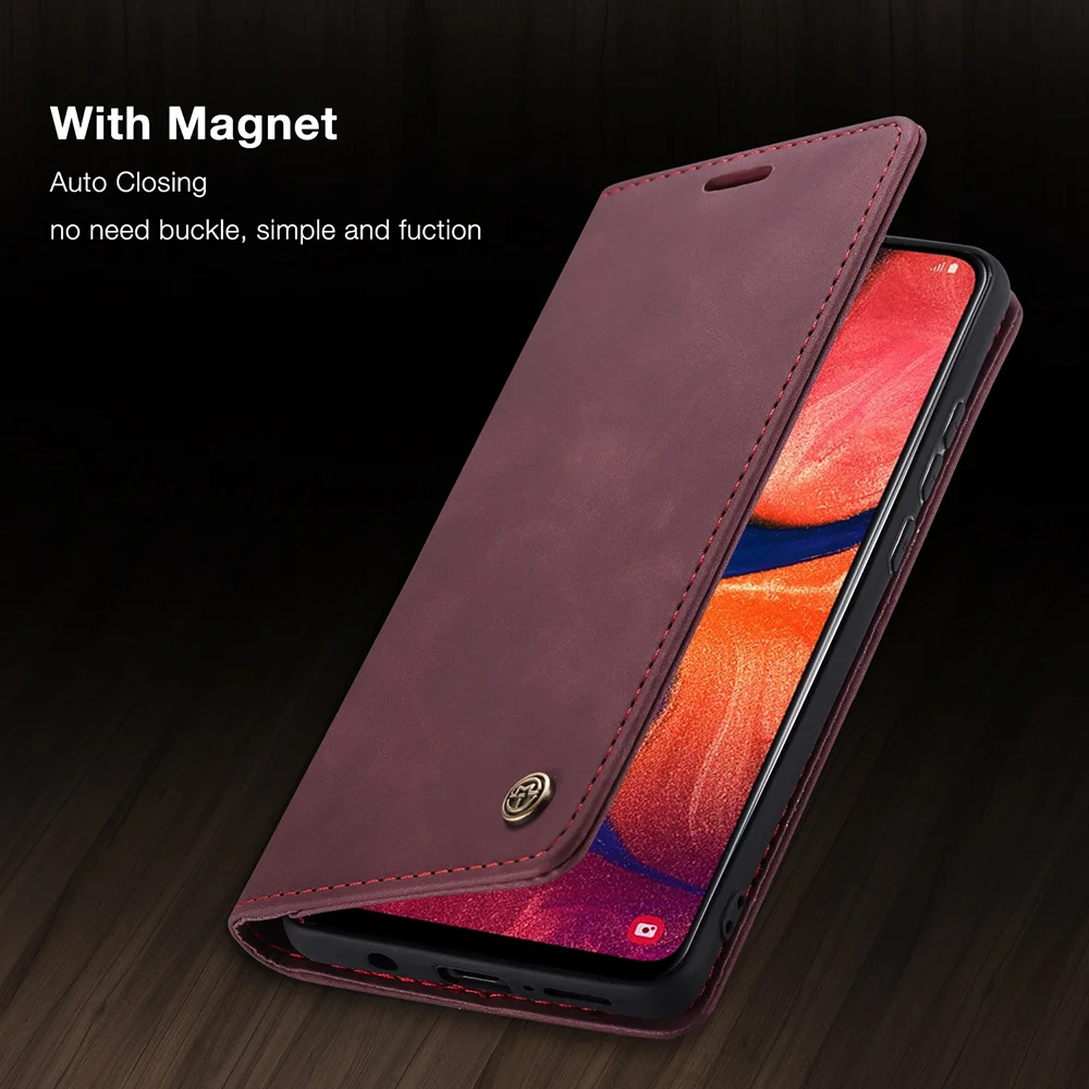 CASEME 013 Series Auto-absorbed Leather Flip Wallet Case for Samsung Galaxy A20e - Black-Cellmalls