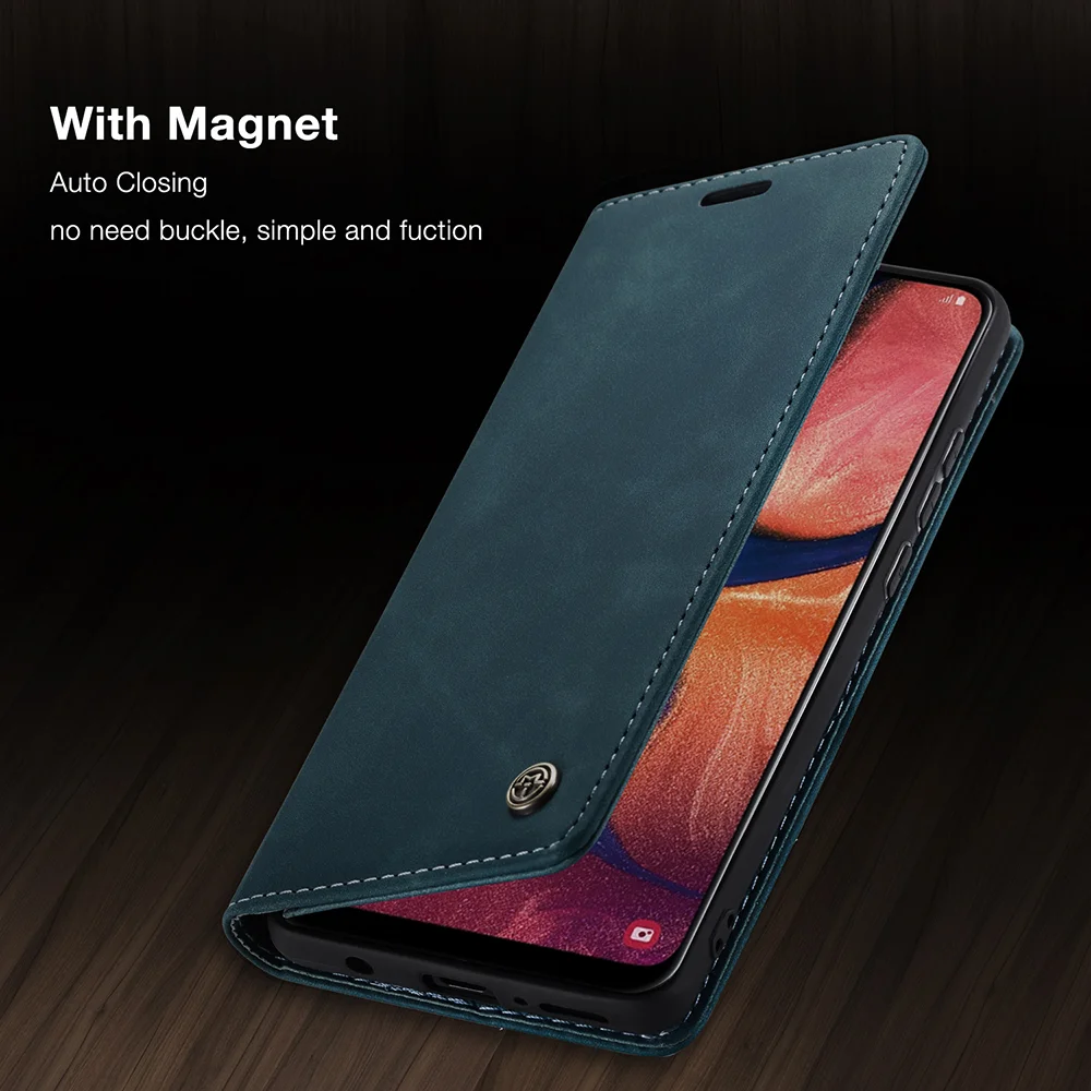 CASEME 013 Series Auto-absorbed Leather Flip Wallet Case for Samsung Galaxy A20e - Black-Cellmalls