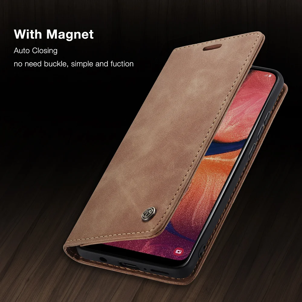 CASEME 013 Series Auto-absorbed Leather Flip Wallet Case for Samsung Galaxy A20e - Black-Cellmalls
