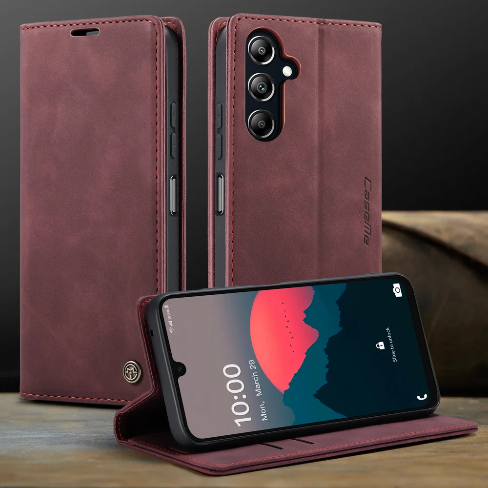 For Samsung Galaxy A26 5G Case CASEME 013 Series Card Holder Stand Leather Phone Cover - Red-Cellmalls