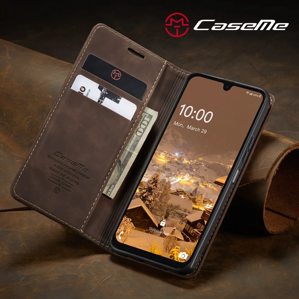 For Samsung Galaxy A26 5G Case CASEME 013 Series Card Holder Stand Leather Phone Cover - Red-Cellmalls