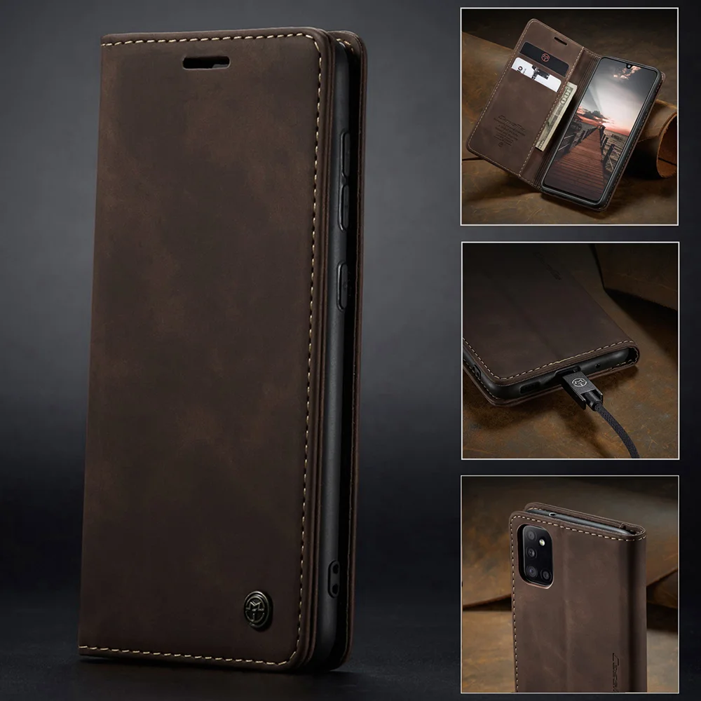 CASEME 013 Series Auto-absorbed Simple Leather Flip Cover for Samsung Galaxy A31 - Black-Cellmalls