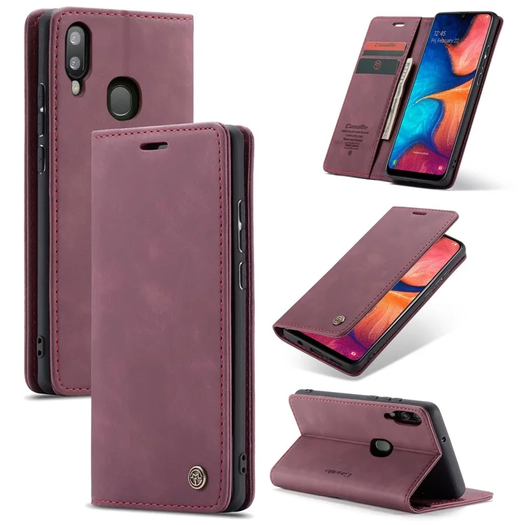 CASEME 013 Series Auto-absorbed Leather Flip Wallet Case for Samsung Galaxy A20e - Black-Cellmalls