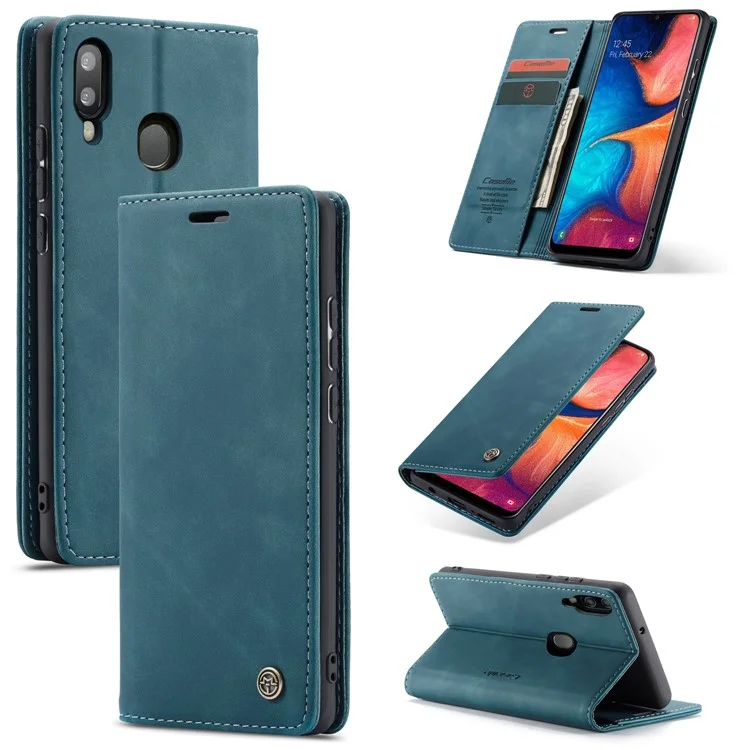 CASEME 013 Series Auto-absorbed Leather Flip Wallet Case for Samsung Galaxy A20e - Black-Cellmalls
