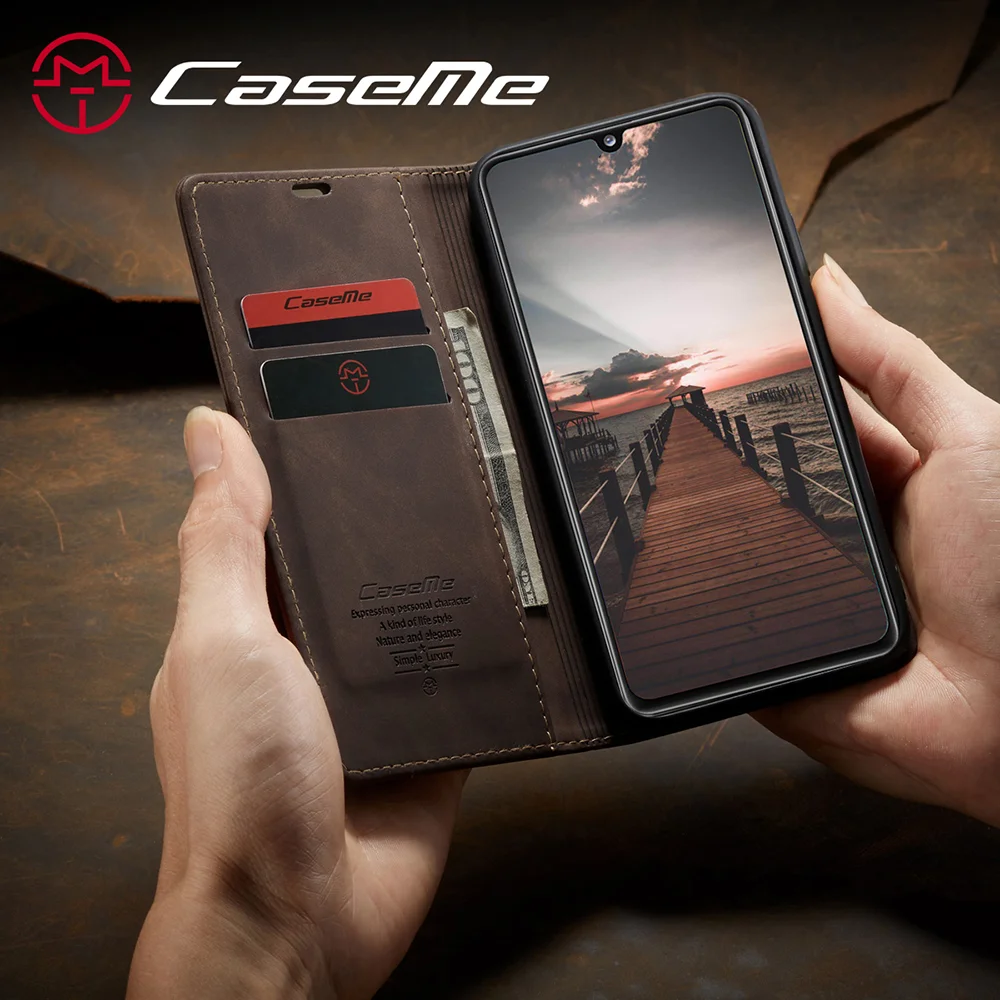 CASEME 013 Series Auto-absorbed Simple Leather Flip Cover for Samsung Galaxy A31 - Black-Cellmalls