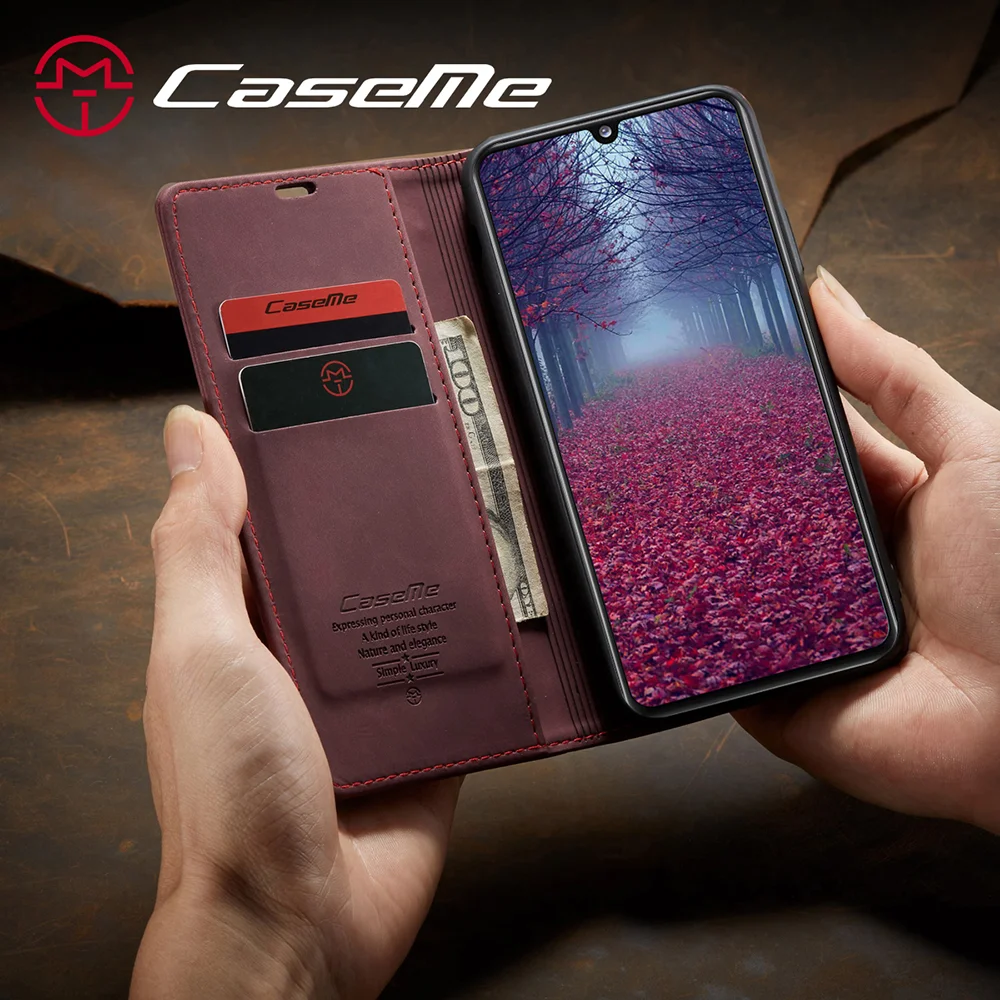 CASEME 013 Series Auto-absorbed Simple Leather Flip Cover for Samsung Galaxy A31 - Black-Cellmalls