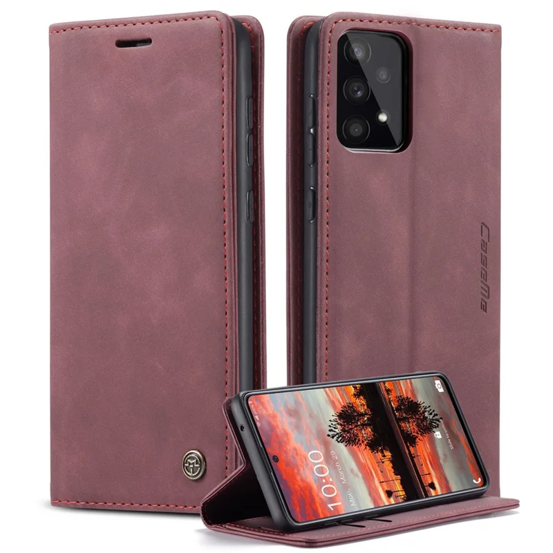 CASEME 013 Series Wallet Function PU Leather + TPU Mobile Phone Shell Auto-absorbed Magnetic Closing Case for Samsung Galaxy A33 5G - Red-Cellmalls