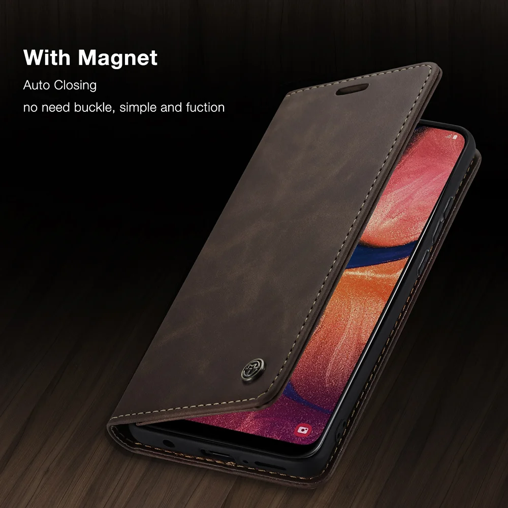 CASEME 013 Series Auto-absorbed Leather Flip Wallet Case for Samsung Galaxy A20e - Black-Cellmalls