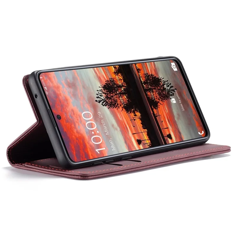 CASEME 013 Series Wallet Function PU Leather + TPU Mobile Phone Shell Auto-absorbed Magnetic Closing Case for Samsung Galaxy A33 5G - Red-Cellmalls