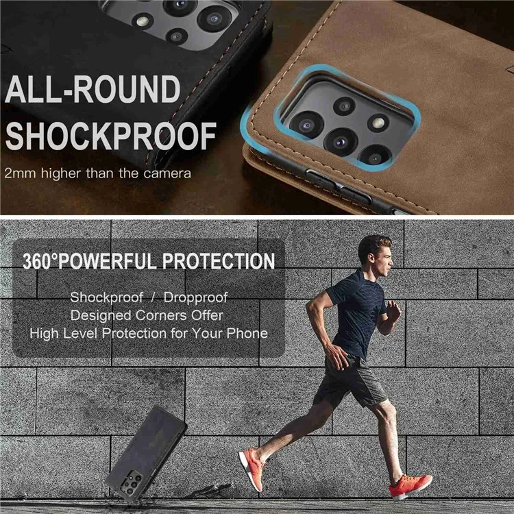 CASEME 013 Series For Samsung Galaxy A23 5G (Global Version) / 4G Phone Case Bag Auto-absorbed PU Leather Wallet Foldable Stand Phone Cover - Black-Cellmalls