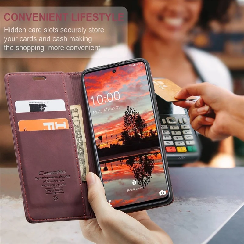 CASEME 013 Series Wallet Function PU Leather + TPU Mobile Phone Shell Auto-absorbed Magnetic Closing Case for Samsung Galaxy A33 5G - Red-Cellmalls