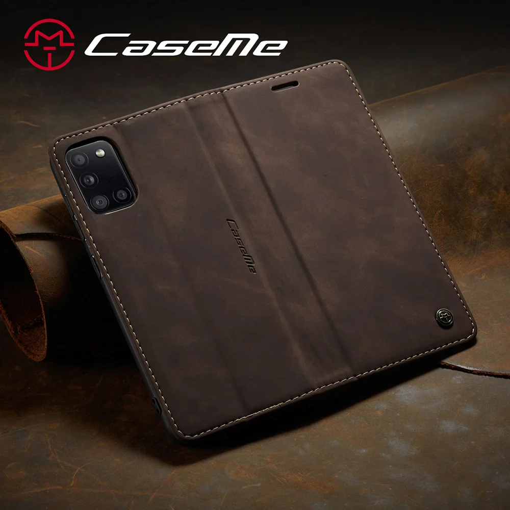 CASEME 013 Series Auto-absorbed Simple Leather Flip Cover for Samsung Galaxy A31 - Black-Cellmalls