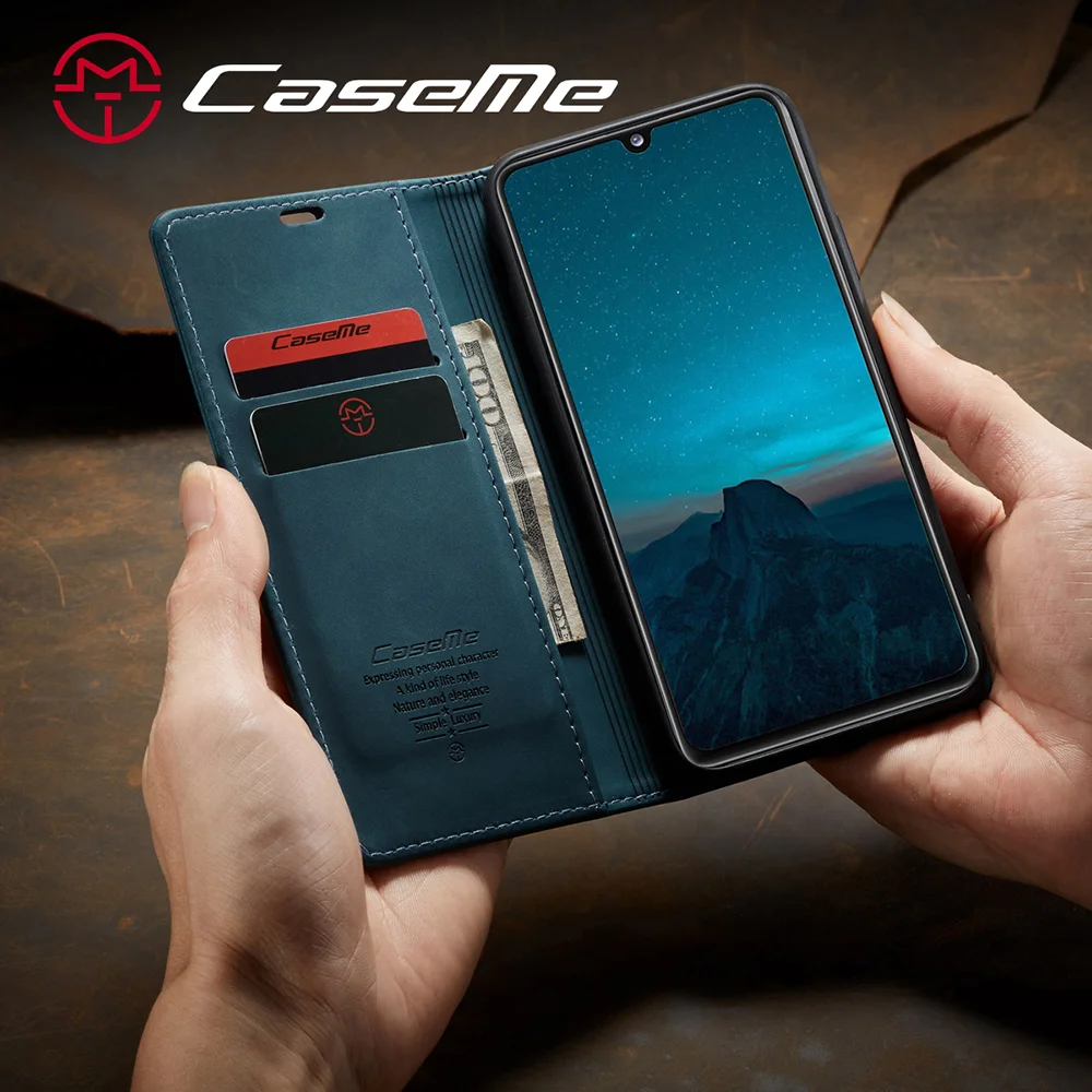 CASEME 013 Series Auto-absorbed Simple Leather Flip Cover for Samsung Galaxy A31 - Black-Cellmalls