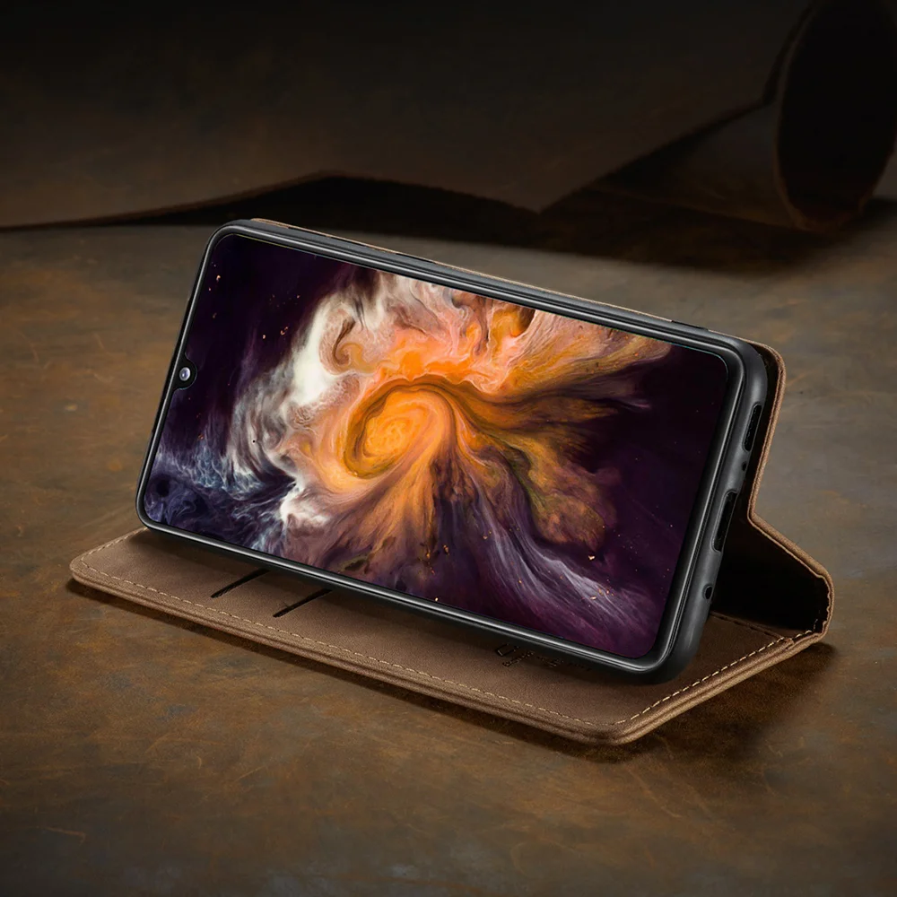 CASEME 013 Series Auto-absorbed Simple Leather Flip Cover for Samsung Galaxy A31 - Black-Cellmalls