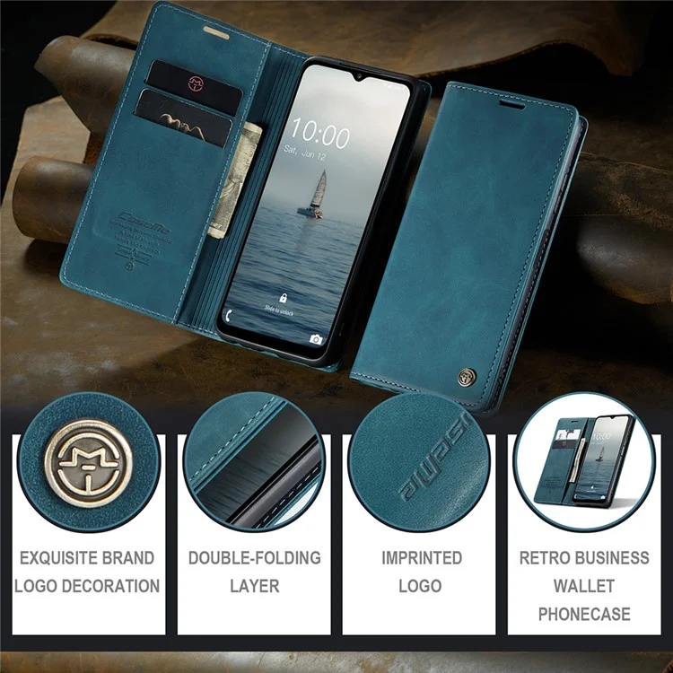 CASEME 013 Series for Samsung Galaxy A34 5G Phone Case PU Leather Wallet Stand Case Protective Cover - Blue-Cellmalls