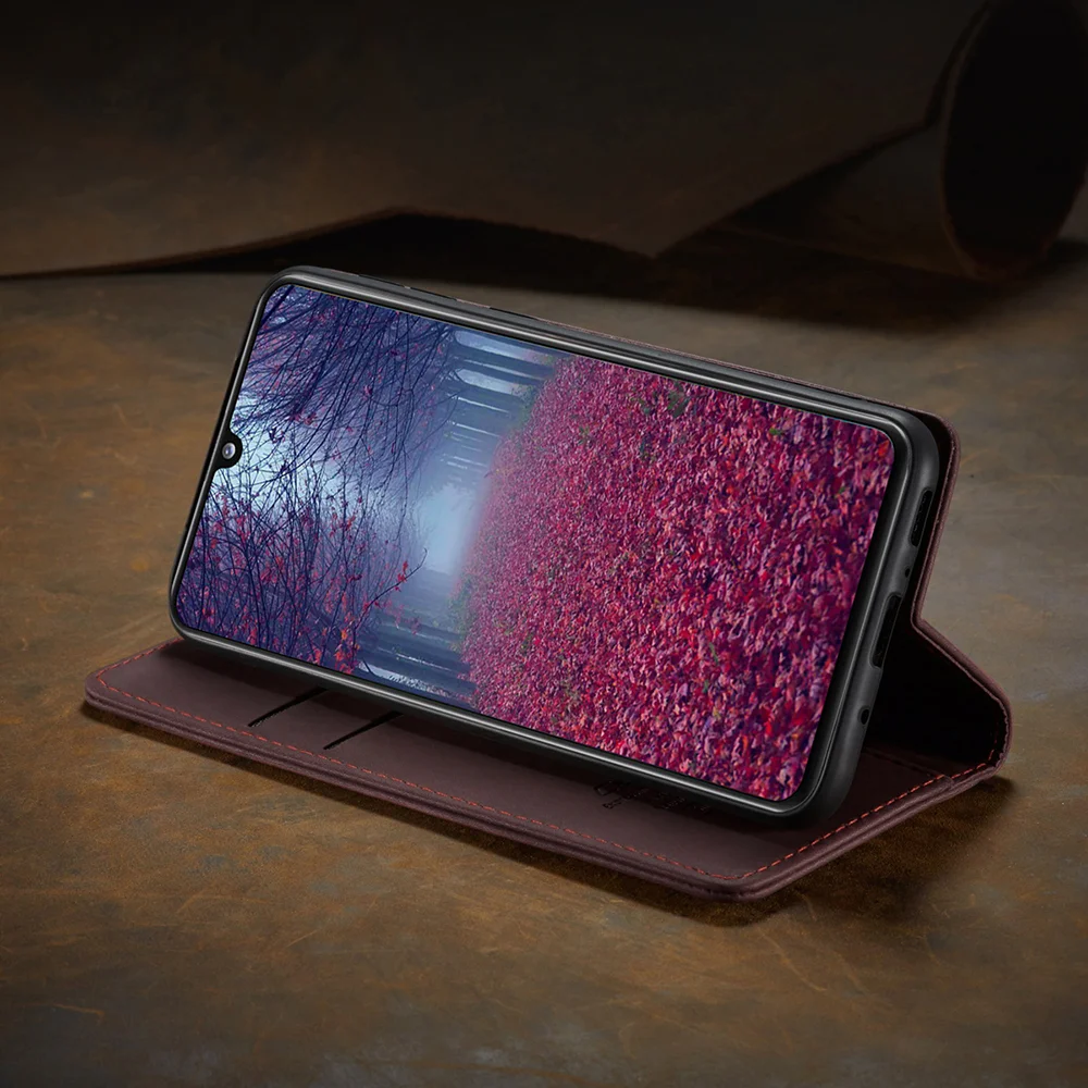 CASEME 013 Series Auto-absorbed Simple Leather Flip Cover for Samsung Galaxy A31 - Black-Cellmalls