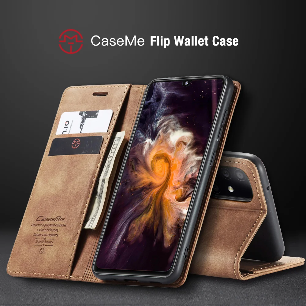 CASEME 013 Series Auto-absorbed Simple Leather Flip Cover for Samsung Galaxy A31 - Black-Cellmalls