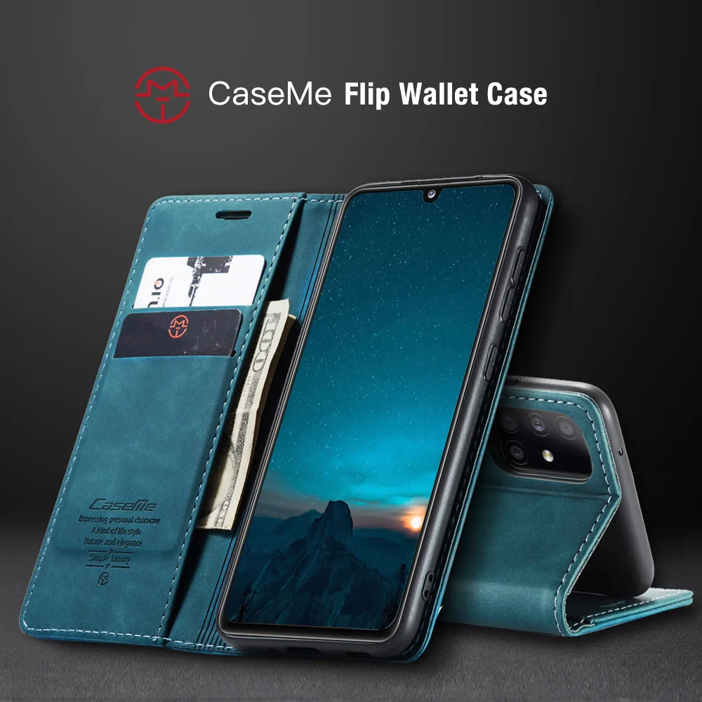 CASEME 013 Series Auto-absorbed Simple Leather Flip Cover for Samsung Galaxy A31 - Black-Cellmalls