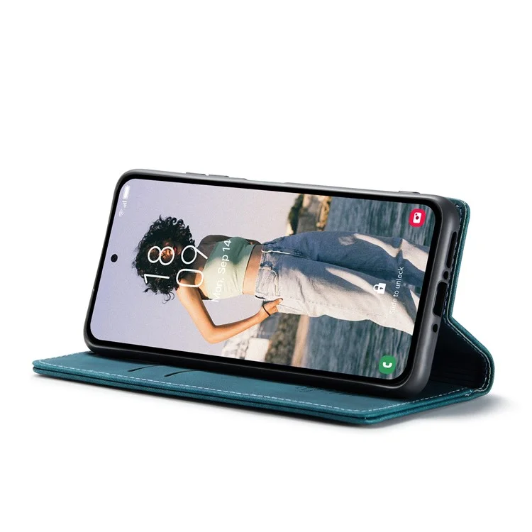 CASEME 013 Series For Samsung Galaxy A35 5G Case Stand Magnetic PU Leather Phone Cover - Blue-Cellmalls