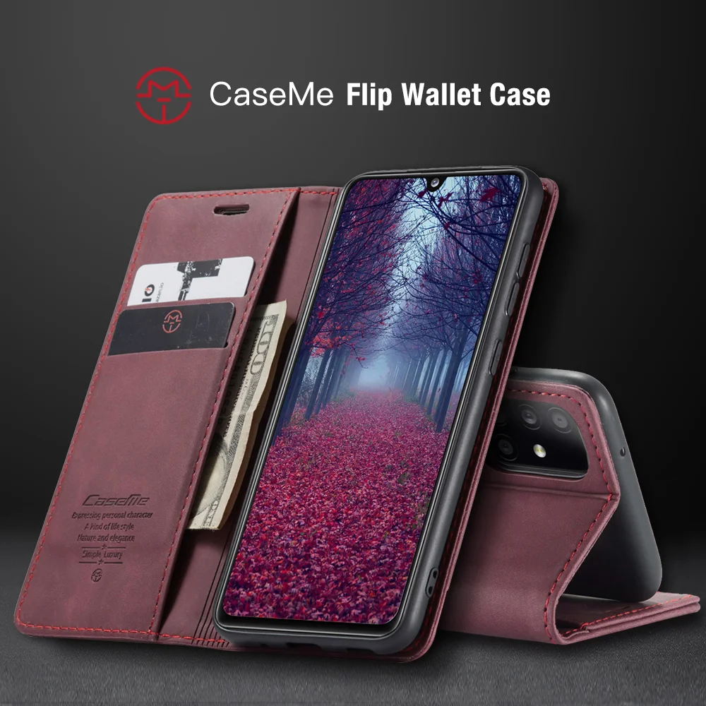 CASEME 013 Series Auto-absorbed Simple Leather Flip Cover for Samsung Galaxy A31 - Black-Cellmalls