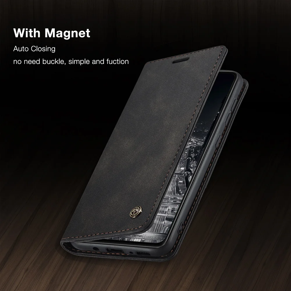 CASEME 013 Series Auto-absorbed Simple Leather Flip Cover for Samsung Galaxy A31 - Black-Cellmalls